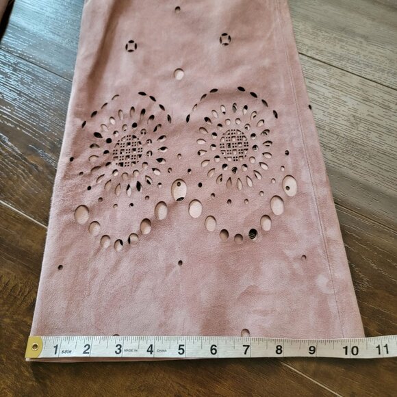 Rebecca Taylor Suede Pants Womens 6 Mocha Contemporary Boho Western Lace - Picture 9 of 10